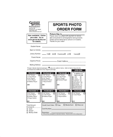 sports photography order form template Epub